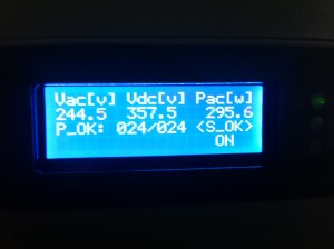 The figure on the right is the current wattage. It's raining, so the panels aren't generating much power.